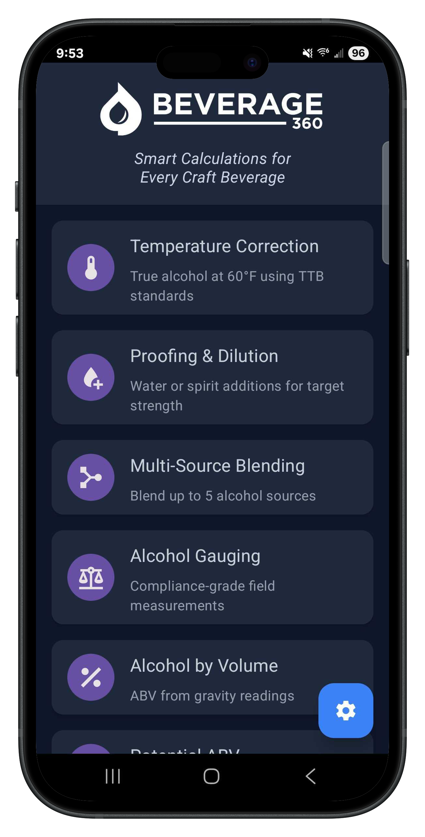 Bev360 Mobile App Calculator